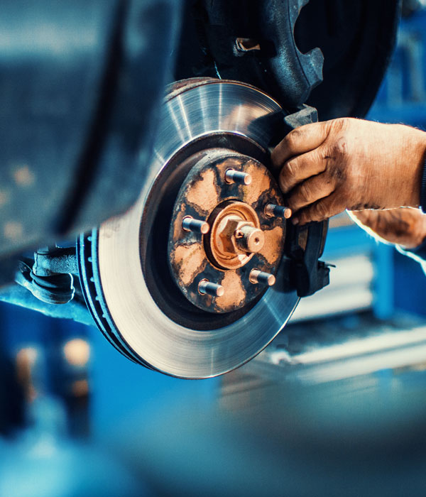 disc brake being worked on